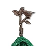Comfify Bird On A Branch Single Wall Hook/Hanger - Metal, Heavy Duty, Rustic, Vintage, Recycled, Decorative Gift Idea -12x4.5x15.3 cm - with Screws and Anchors (Rust Brown)