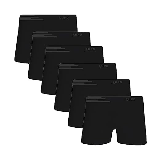 Kit Com 6 Cuecas Boxer Lupo Microfribra Sem Costura Adulto Box Masculina 436 (Pretas, M)