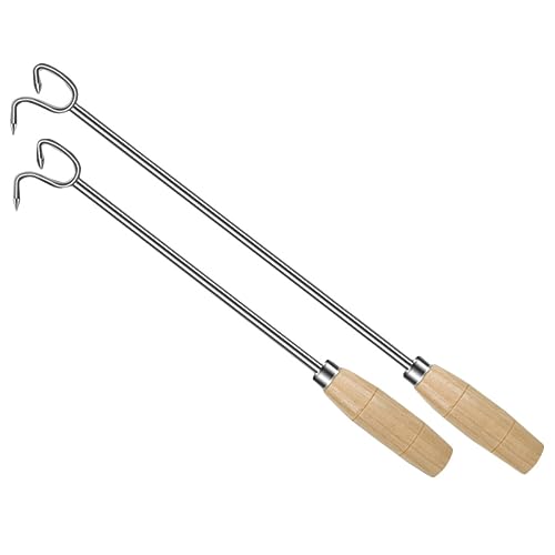 Cabilock 4pcs Meat Hooks Stainless Steel Bbq Turner Barbecue Grill Accessory Meat Flipper Kitchen Supplies