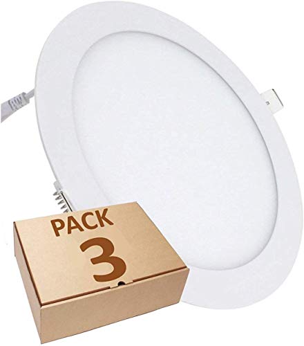 PACK X3, Downlight LED, Panel Led techo, Plafon LED 20W 6000K -...