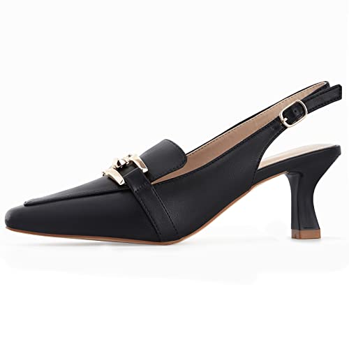 Fashare Womens Kitten Heels Slingback Closed Pointed Toe Dress Shoes Metal Chain Buckle Elegant Pumps2