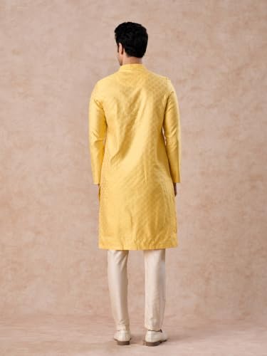 Image of Manyavar Men's Viscose Blend Digital Leaf Print Kurta Set (2pcs)