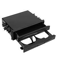 aqxreight Universal 2-in-1 ABS Mehrzweck 1DIN 2-Schicht Schwarz Autoradio-Aufbewahrungsbox mit Getränkehalter