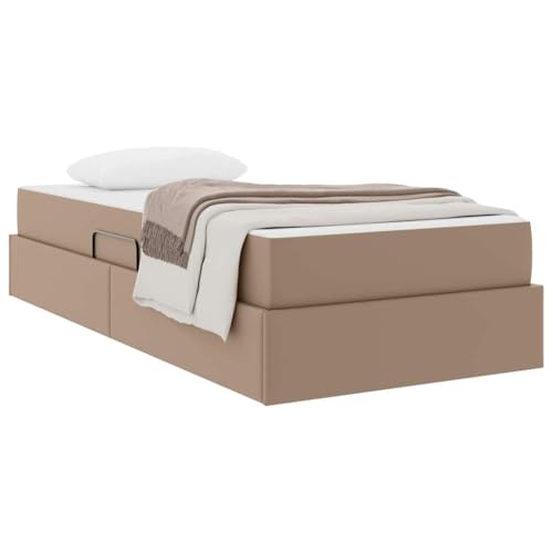 vidaXL Lit avec Rangement et Matelas 2 pcs Cappuccino Cuir, Lit Moderne réglable, mobilier Multi-Fonctionnel, Rangement sous Le lit, Solution contemporaine...