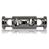 Ganzoo metalowe stopery do sznurków, zacisk prosty z podwójnymi otworami, kolor tytan, 36 x 10 mm, otwór 5 mm, zestaw 4 szt do tuneli i ściągaczy kurtek bluz