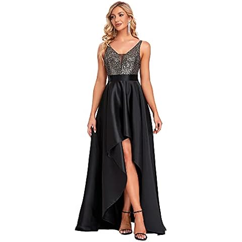 Ever-Pretty Women's V Neck Elegant A Line Hi-Low Empire Waist Satin Skirt Long Evening Gowns Dresses Cover