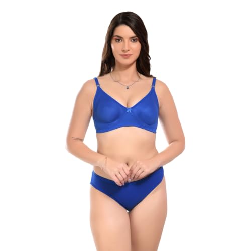 Image of SGC Women Cotton Blend Lingerie Set||Lightly Padded Wirefree Bra & Panty Set||Bridel Set for Women & Girls