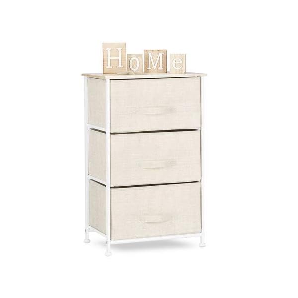 Relaxdays Shelving System, Chest of Drawers, Standing Shelf with Boxes, Various Versions, Metal and Wood, Beige