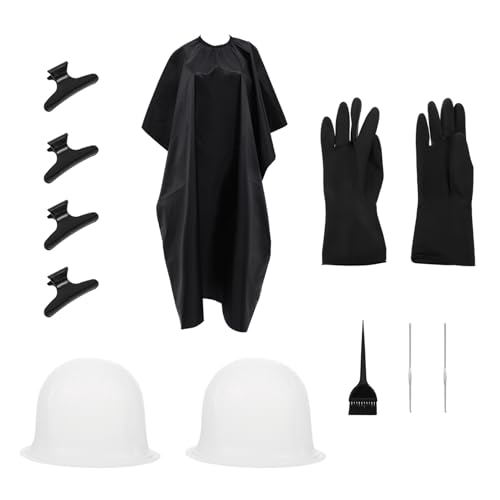 Beavorty Set de 11 Piezas para Teñir Cabello con Gorro de Silicona para Mechas de Salón 2 Ganchos para Mechas 4 Clips 1 Pincel y 1 Capa Kit Profesional para Tinte Casa y Peluquería