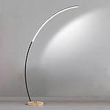 LED Bogenlampe 18W Stehleuchte Dimmbar mit Fernbedienung Stehlampe Holzfuß Bogenleuchte Bogenstandleuchte für Wohnzimmer, Schwarz, Höhe 170 cm,Schwarz