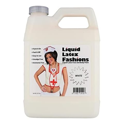 White 32 Oz - Liquid Latex Body Paint, Ammonia Free No Odor, Easy On and Off, Cosplay Makeup, Creates Professional Monster, Zombie Arts Cover