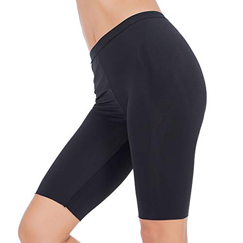 MANCYFIT Slip Shorts for Women Smooth Short Leggings Half Mid Thigh Legging Sleek Undershorts Black Large