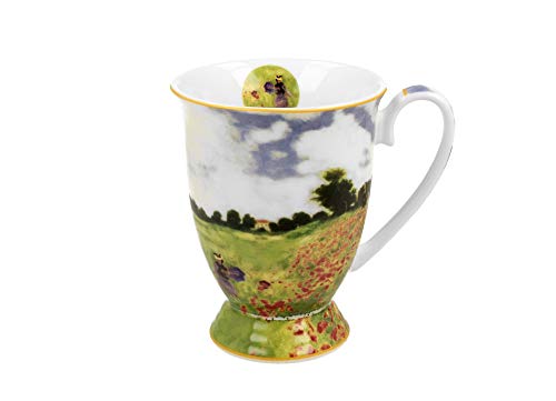Duo Taza de café con diseño de amapolas Monet con pie, 300 ml, tamaño XXL, taza de té, taza de café, diseño de flores… - Imagen 3