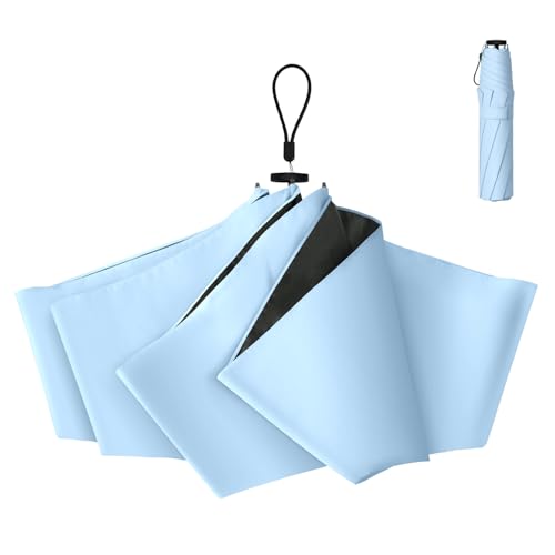 【JIS認証 UVカット率100% & 118g軽量】 日傘 超軽量 折りたたみ傘 100%遮光 遮熱 折り畳み日傘 コンパクト 兼用雨傘 紫外線遮断 晴雨兼用 携帯便利 耐風撥水 熱中症対策 日焼け防止 レディース メンズ キッズ 男女兼用 収納ポーチ付き (ブルー)のサムネイル