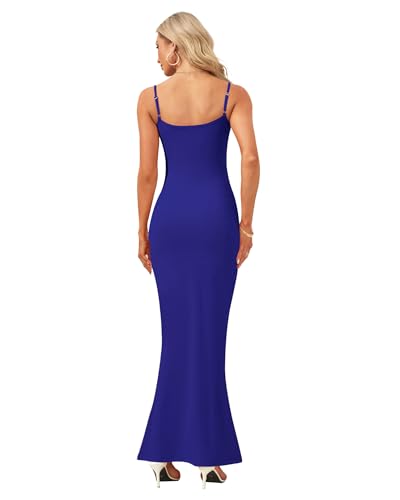 Image of AUSELILY Womens Bodycon Maxi Dress Square Neck Sexy Slip Long Dress | Sleeveless slip design with a long skirt line, Going out dress for celebrations, Style with heels