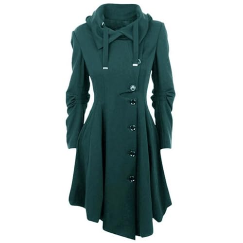 ZWRXW Women's Trench Coat Notch Lapel Double Breasted Thick A Line Pea Coats Swing Winter Long Overcoat Jacket with Pockets