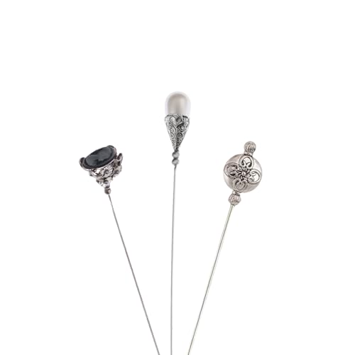 Image of Alilang 3Pcs Vintage Style Classic Long Handle Hat and Lapel Pins with Flexible Bendable Design on Hats, Scarves, and Suits
