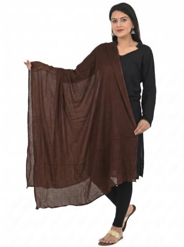 Image of Women's Solid Plain Pure Cotton long Dupatta & Chunnis odhni with pom pom border, 2.25 meter