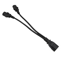 HangTon UPS PDU Stromkabel Y-Splitter Verlängerungskabel IEC320 C14 Stecker auf 2X C13 für Computer Monitor Drucker 3-polig 12" – Ansicht 2