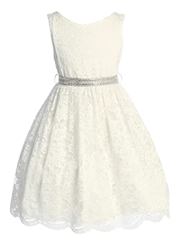 Ivory Big Girl Stretch Dress with Scallop Edges Husky Plus Size Flower Girl Dress #492 Size 20 Husky