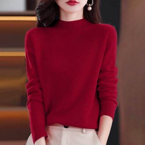 Cashmere Sweaters for Women Long Sleeve Mock Neck Wool Sweater 2025 Fall Winter Soft Lightweight Knit Pullover Tops2