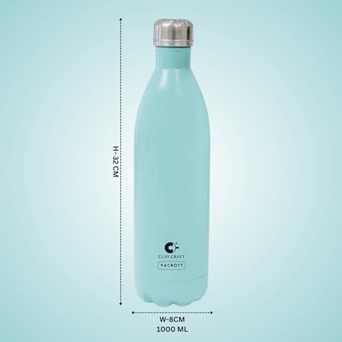 Image of Clay Craft VACBOTT Stark Double Walled 18 Hours Hot and 24 Hours Cold Water Flask Bottle-1000ML, 2-Piece(Sky Blue) Leak Proof|Easy to Carry|Gym Bottle|Home|Kitchen|Hiking|Travel Bottle|BIS Certified