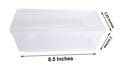 Image of Feliz clear plastic long storage boxes size 8.5x3.25x3 in (Set of 6) - Medicine Box, Jewellery Box