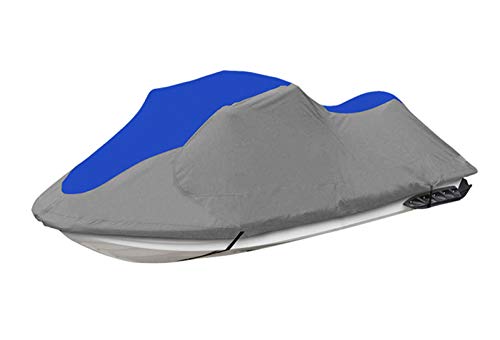 AMGJ Jet Ski Cover Heavy-duty 600D PVC Universal Waterproof Personal Watercraft Cover For 2-3 Person PWC Jet Ski, Blue+Gray,L