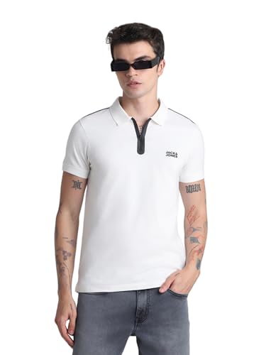 Image of Jack & Jones Mens Cotton Slim Fit Zipper Polo