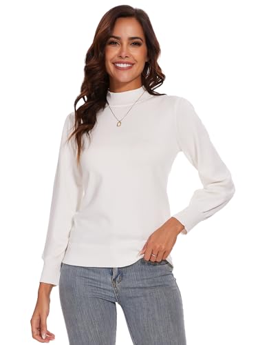 Image of Spicy Sandia Women's Long Sleeve Mock Turtleneck Sweaters | Lantern Sleeve, 2026 Fall Winter Trendy, Capsule Wardrobe Staple