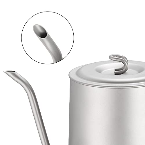 Silverant Titanium Kettle Pot For Camping Ultralight Pour Over Gooseneck Coffee Kettle Backpacking With Braided Handle & Drawstring Case -950Ml/33.4Fl Oz #TOP2
