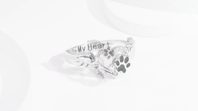 Helen De Lete Anillo Ajustable De Plata De Ley S925 Con Huellas De Perro Para Mujer, Plata De Ley 925, NA