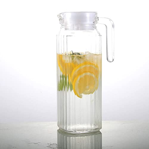Image of VILON Italian Premium Premium Elegant Glass Lemon Set of 7 Pcs1 Glass Jug (1300 ML) with 6 Glasses (300 ML) (Lighten)
