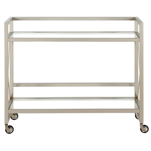Image of Holly 38'' Wide Rectangular Bar Cart in Satin Nickel