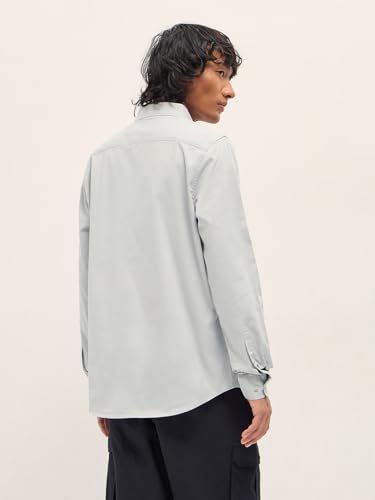 Image of THE BEAR HOUSE Men's Blue Tailored Fit Full Sleeve Cotton Solid Shirt