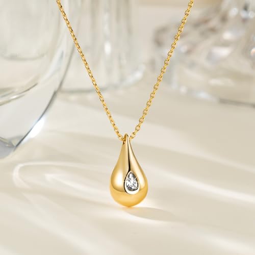 14K Gold Necklaces for Women Gold Pendant Necklaces for Women Trendy with Cubic Zirconia Delicacy and Grace Everyday Simple Teardrop Necklace for Womens4