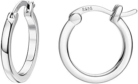 Hayoso 18K Gold Plated Hoop Earrings - 925 Sterling Silver Hoop Earrings Womens Hypoallergenic Hoops | Square Tube Hoop Earrings for Women 15mm/20mm/30mm/40mm (Silver 15mm)