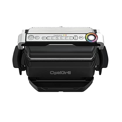 Tefal OptiGrill & Bake Kontaktgrill mit Backschale, 6 Programme, Garstufenanzeige, Abnehmbare Platten, Elektrogrill, Edelstahl, GC714D10