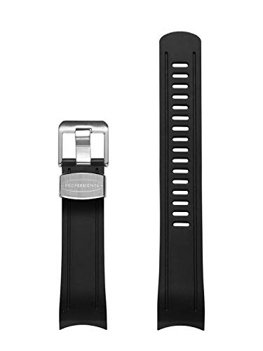 CRAFTER BLUE CB05 Curved End Watch Band Quick Release Soft Rubber Strap Replacement for Seiko Skx Series SKX007, SKX009 and SKX011 and Sports 5 Series: SRPD51K1, SRPD53k1, SRPD55K1 etc - Black