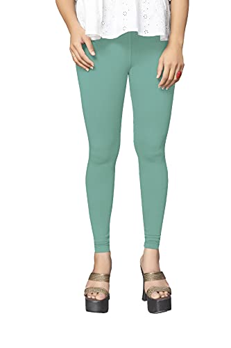 Image of Women's Cotton Skinny Leggings with Ankle Length Solid Pattern Mid Rise and Elastic Closure | Cotton Skinny Leggings for Womens