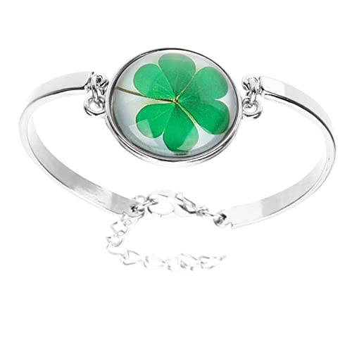 Collier vert en verre et trèfle à quatre feuilles, le cadeau idéal