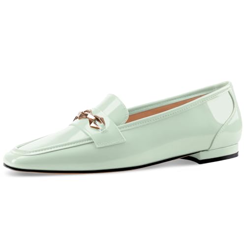 Image of Oh Mispares Womens Loafers Square Toe Low Heel Penny Loafers Fashion Comfortable Slip on Flats Casual Dressy Shoes for Women Work Office Patent Leather