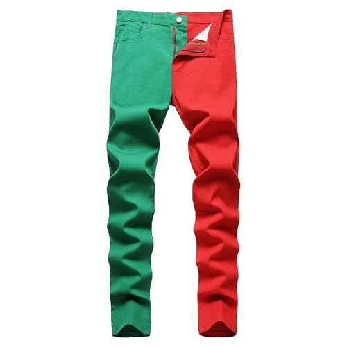 Maiyifu-GJ Men's Skinny Leg Patchwork Jeans Slim Fit Stretch Denim Pants Elastic Casual Fashion Streetwear Jean Trousers
