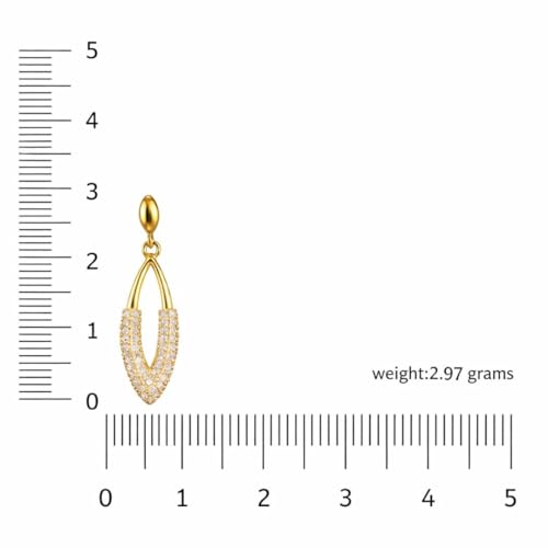 Image of Nilu's Collection Rose Gold Plated American Diamond Drop Earrings for Women And Girls | Anti-Tarnish | Anti-Allergy | Office Wear | Gift For Her