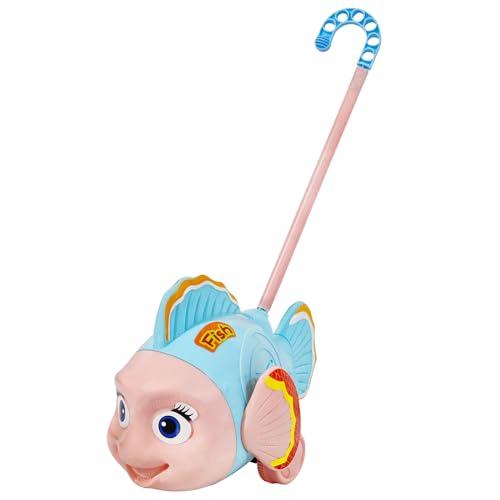 Image of FunBlast Pull Along Fish Toy for Kids - Push & Go Walking Toy, Early Learning Crawling Toys for Toddlers, Colorful Pull Toys for Boys & Girls (Multicolor) (Blue)