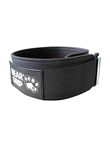 BEAR GRIP - Zelfsluitende gewichtheffen riem, Premium gewichtheffen riem voor Crossfit, Power Lifting, Bodybuilding, Lifting riem voor mannen en vrouwen, Workout riem voor Liftin