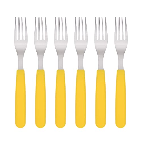 GRÄWE 6 forchette da tavola, in acciaio inox, con manici colorati gialli
