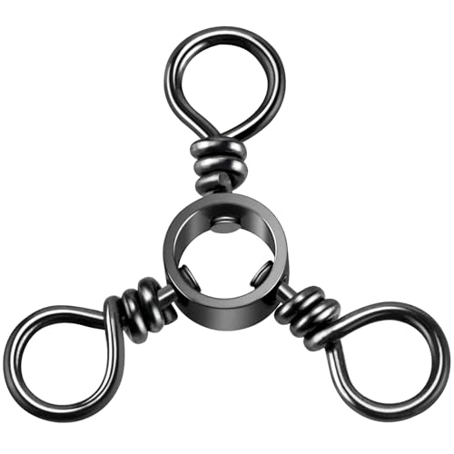 Alwonder 100-Pack 3 Way Swivels Fishing Tackle, Stainless Steel Black Nickel Three Way Swivel Fishing Swivels Connectors Saltwater Freshwater Surf Deep Drop Catfishing Rigs Tackle #6