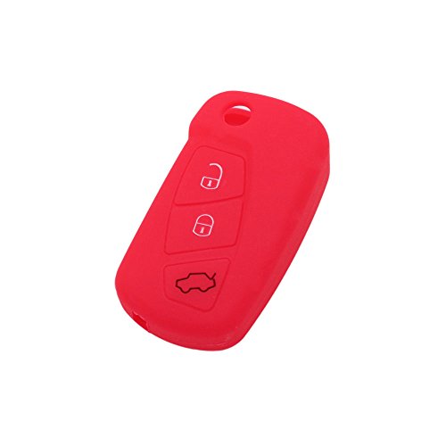 Fassport CV9700 - Custodia in silicone, per chiave telecomando per Ford a 3 tasti rosso