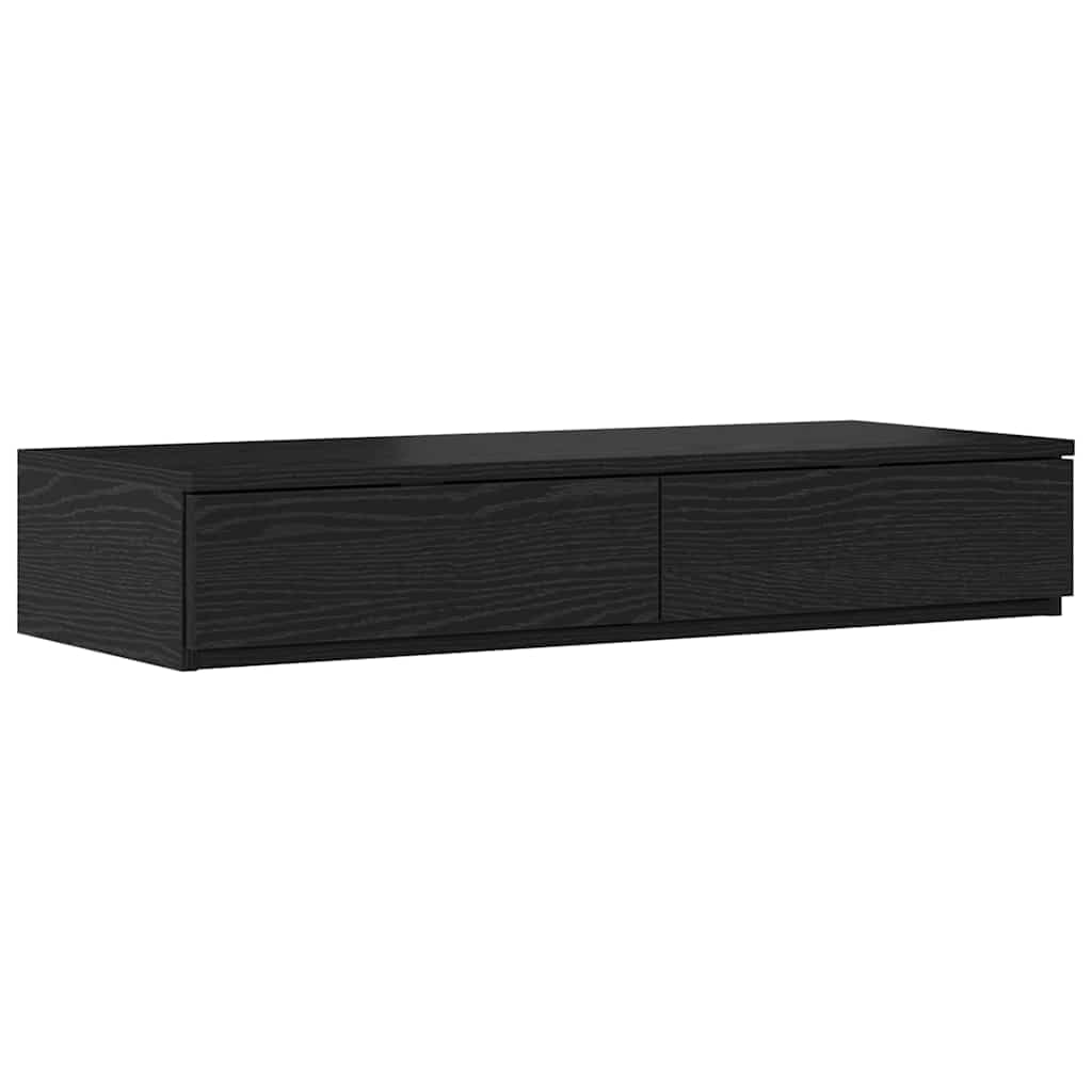 Bettkasten Eiche, Schwarz, 90 x 36,5 x 16,5 cm, Holz | Druckknopföffnung, Kapazität 5 kg, Sitz oder Tritthocker, Reinigung mit feuchtem Tuch